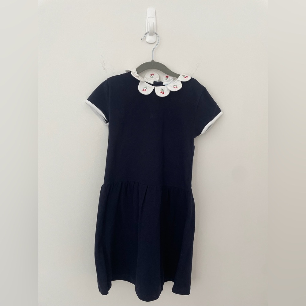 bella bliss Navy Dress with Cherry Collar, Size 7